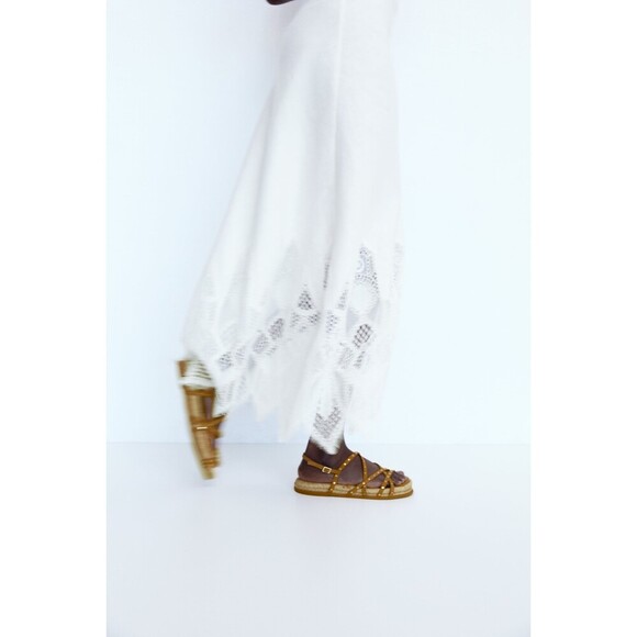 Brown Zara Suede Stud Embellished Straps Gladiator Espadrille Sandals (NWT) - Picture 7 of 9